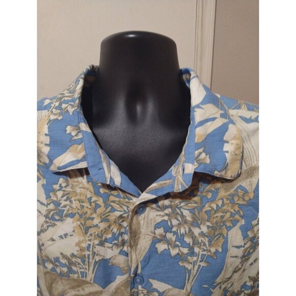Cubavera Shirt Mens 3X Blue Floral Hawaiian Button Up Short Sleeve Viscose - Picture 2 of 12